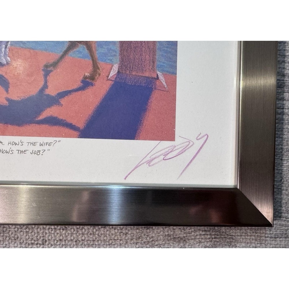 1996 Jeff Leedy Signed Dog Art Print "Hey Howya Doin" Funny Framed 11x14 - Picture 4 of 16